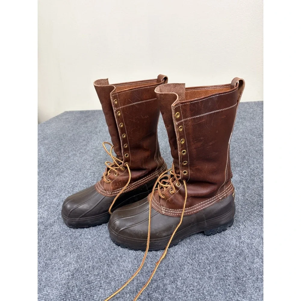 50s/60s Vintage LL Bean Maine Hunting Duck Boots Leather Rubber Lace Up Mens 8M‎